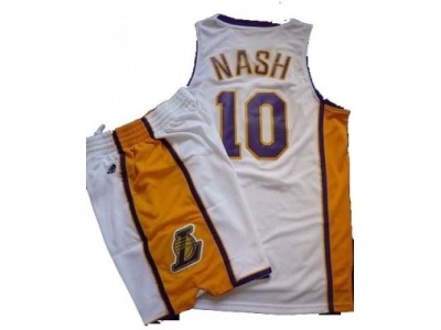 NBA Los Angeles Lakers #10 Steve Nash white[Revolution 30 Swingman]& Shorts Suit